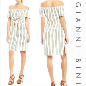 GIANNI BINI Off‎ Shoulder Matilda Striped Tie Dress Size XS